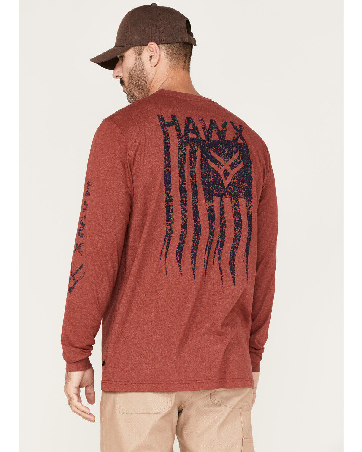 Image #4 - Hawx Men's Flag Logo Graphic Work T-Shirt, Black Cherry, hi-res