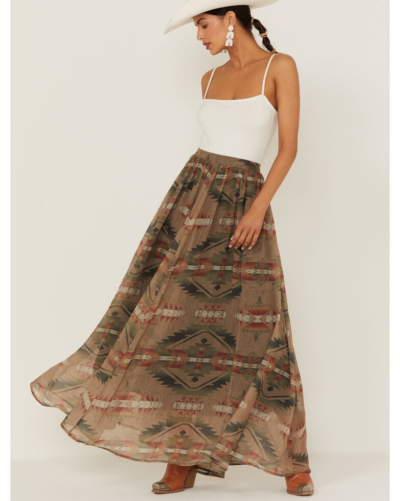 Tasha Polizzi Women's Mesa Southwestern Print Maxi Skirt , Sand, hi-res