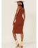 Image #4 - Shyanne Women's Ribbed Sweater Knit Midi Bodycon Dress, Rust Copper, hi-res