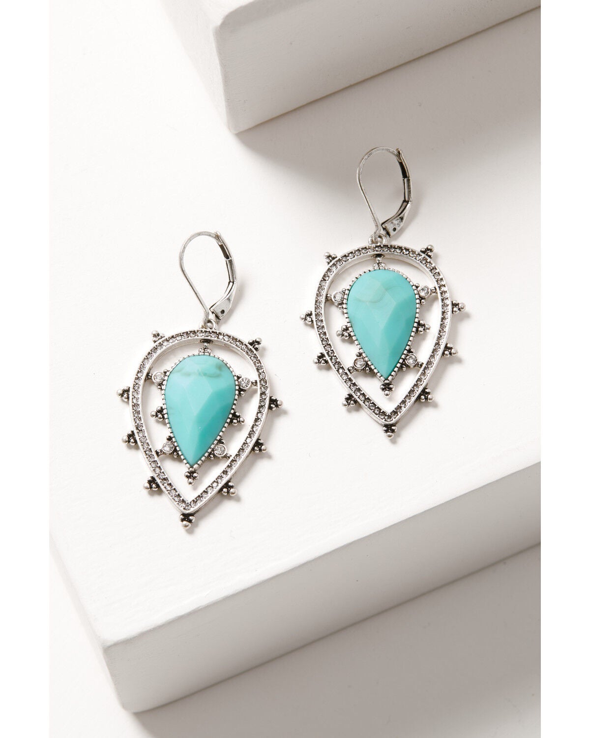 Image #2 - Lainey Wilson Women's Stone Drop Earrings, Silver, hi-res