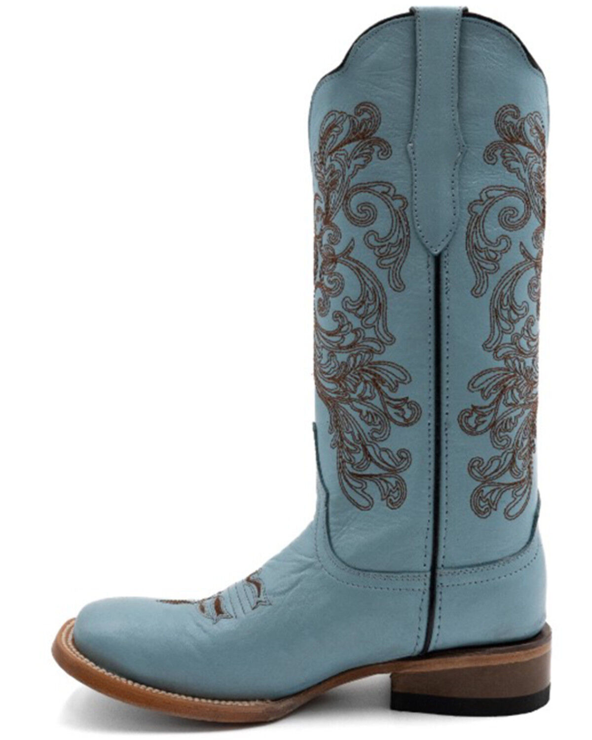 Image #3 - Ferrini Women's Ella Cross Western Boots - Broad Square Toe, Aqua, hi-res