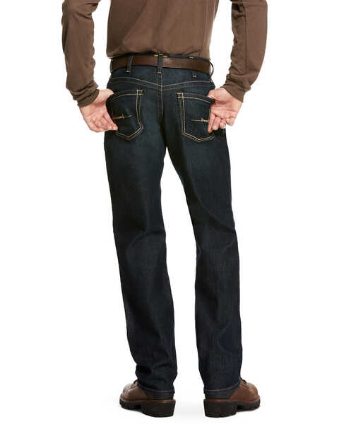 Image #1 - Ariat Men's Rebar M4 Cobalt Durastretch Edge Stackable Straight Work Jeans , Blue, hi-res