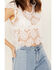 Image #3 - Rock & Roll Denim Women's Paisley Lace Sleeveless Tank, White, hi-res