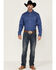 Image #2 - RANK 45® Men's High Roller Geo Print Long Sleeve Button-Down Western Shirt , Blue, hi-res