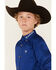 Image #3 - Ariat Boys' Solid Twill Team Logo Long Sleeve Button-Down Western Shirt, Blue, hi-res