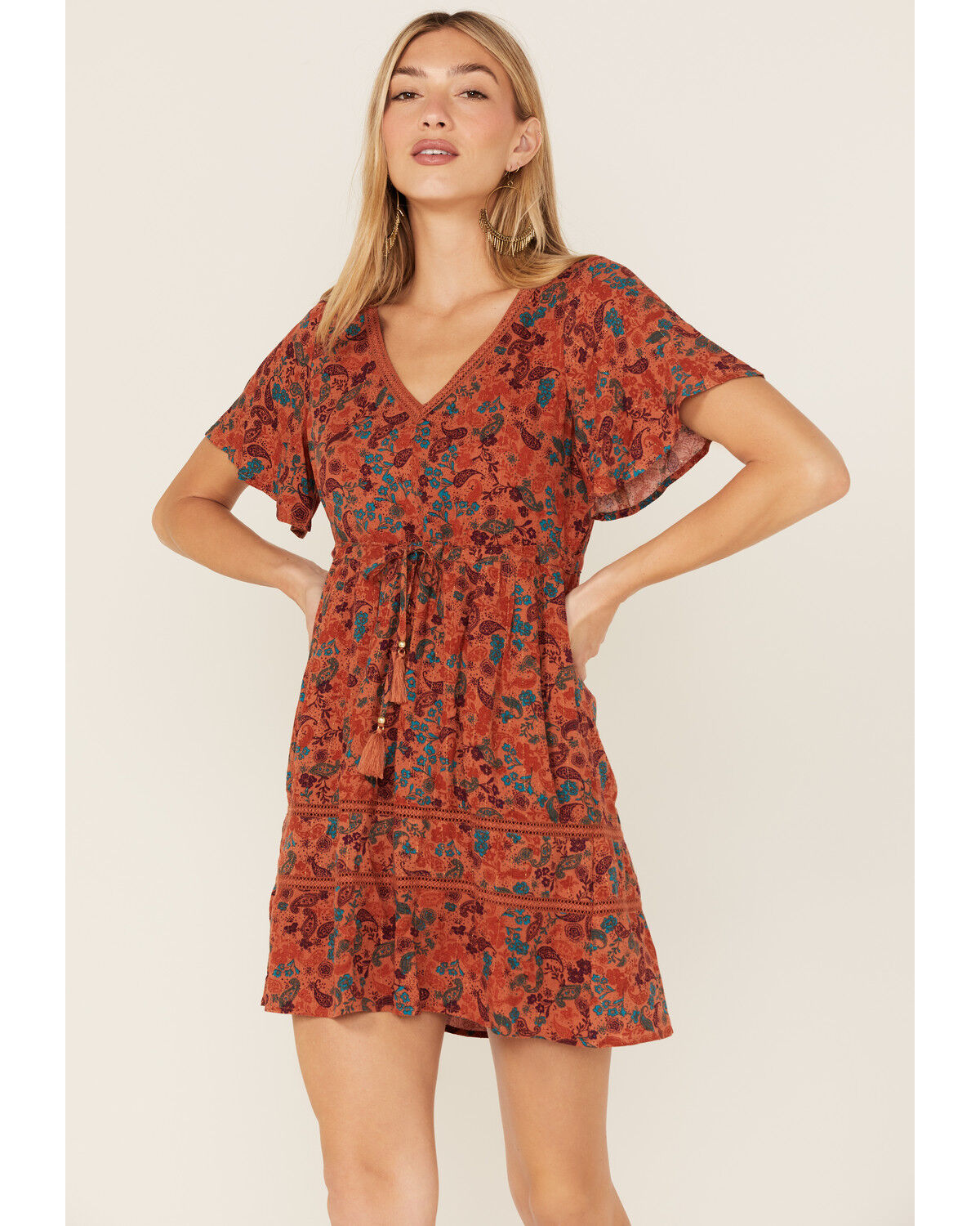 Image #1 - Idyllwind Women's Blossom Court Short Sleeve Mini Dress, Pecan, hi-res