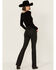 Image #3 - Vibrant Denim Women's Rhinestone High Rise Bootcut Denim Jeans, Black, hi-res