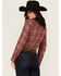 Image #4 - Wrangler Women's Plaid Print Long Sleeve Pearl Snap Flannel Shirt, Medium Pink, hi-res