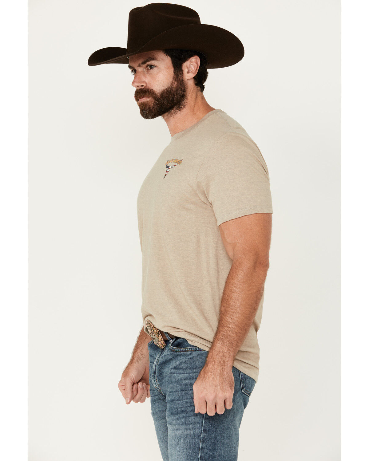 Image #4 - Cody James Men's Skull and Roses Short Sleeve Graphic T-Shirt, Tan, hi-res