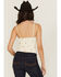 Image #4 - Fornia Women's Peach Embroidered Sleeveless Cropped Tank Top, White, hi-res