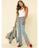 Rock & Roll Denim Women's Button Bandana Hem Trousers, Blue, hi-res