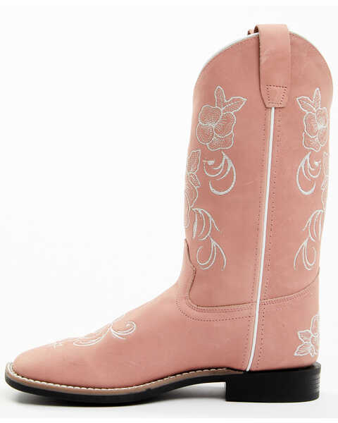Image #3 - Shyanne Girls' Little Lasy Floral Embroidered Leather Western Boots - Broad Square Toe, Pink, hi-res