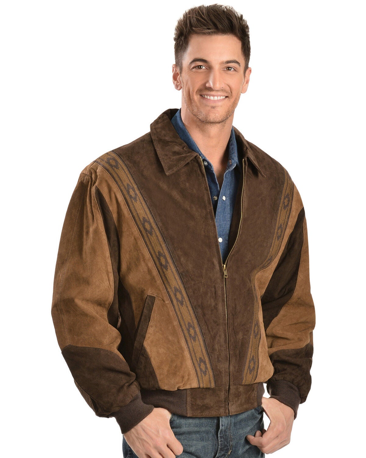 Image #2 - Scully Men's Boar Suede Leather Arena Jacket, Chocolate, hi-res