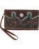 M & F Western Women's Floral Leather Smartphone & Card Holder Wristlet, Brown, hi-res