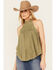 Image #1 - Eyeshadow Women's Battenburg Lace Tank, Olive, hi-res