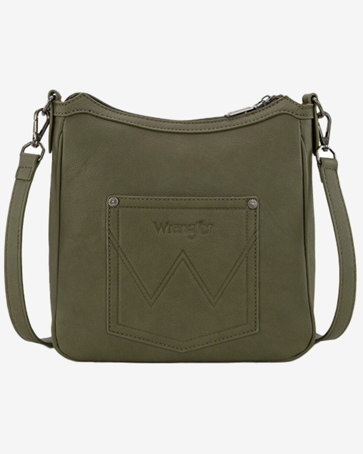 Image #2 - Wrangler Women's Sherpa Southwestern Print Canvas Crossbody Bag, Green, hi-res
