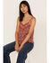 Image #1 - Wild Moss Women's Medallion Print Crochet Trim Cami, Red, hi-res