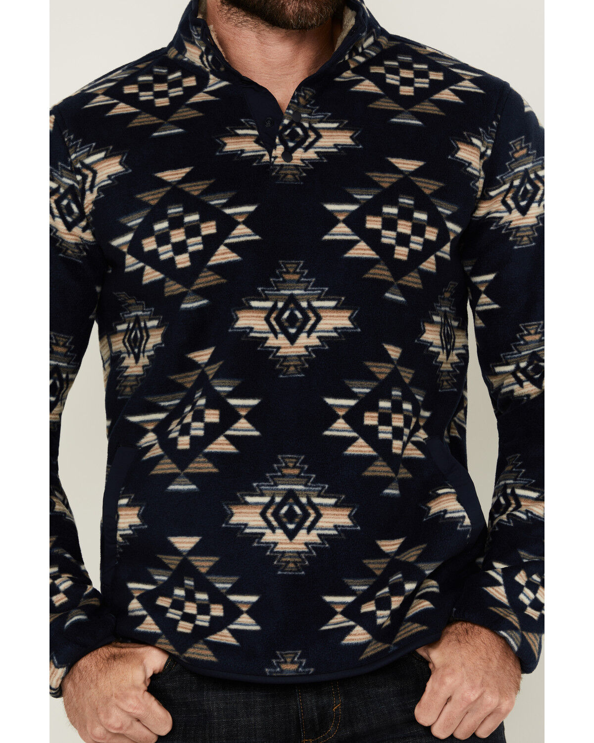 Image #3 - Cody James Men's Roy Southwestern Print 1/4 Snap Fleece Pullover, Navy, hi-res