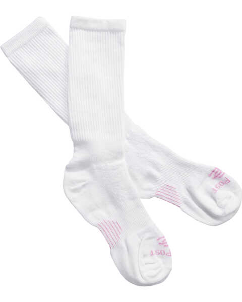 Image #2 - Dan Post Women's Cowgirl Certified Sleek Thin 2 Pack Crew Socks, White, hi-res