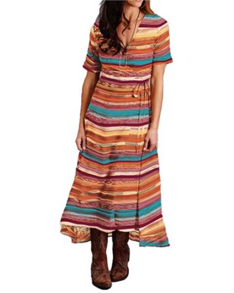 Image #1 - Stetson Women's Sunset Serape Short Sleeve Midi Wrap Dress, Multi, hi-res