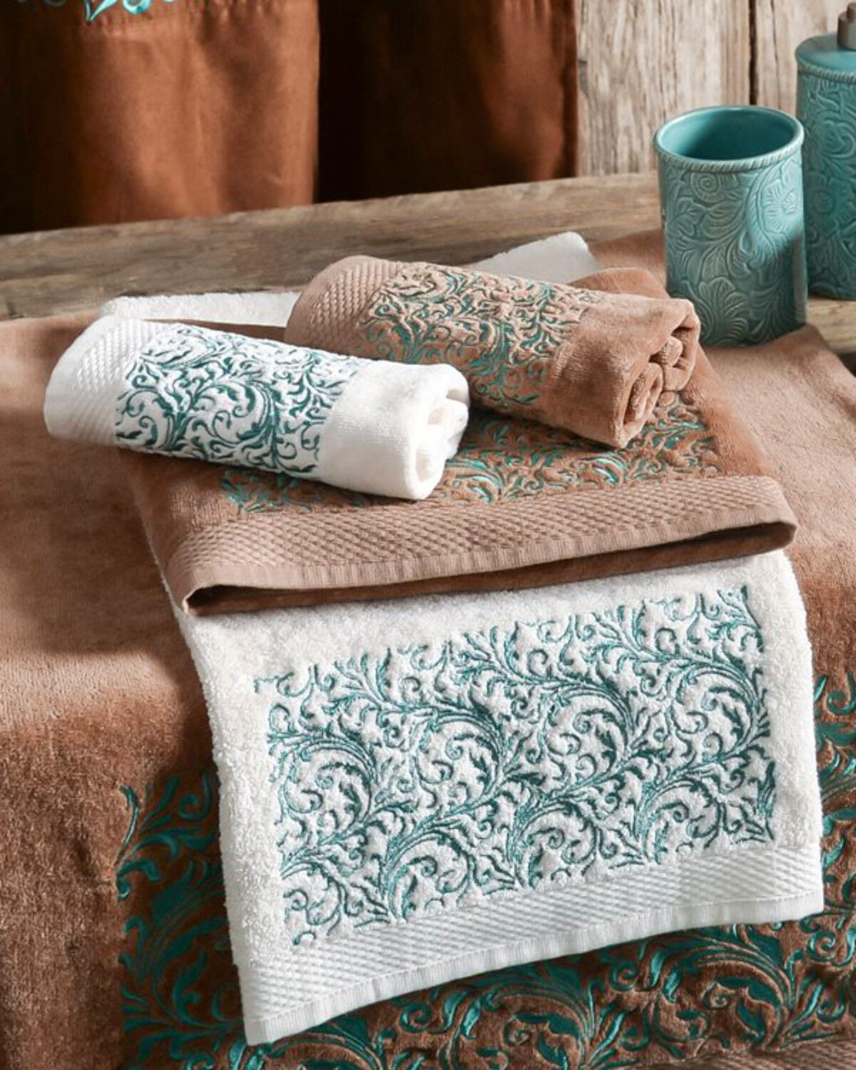 Image #2 - HiEnd Accents Wyatt Embroidered Towel Set - 3 Piece, , hi-res
