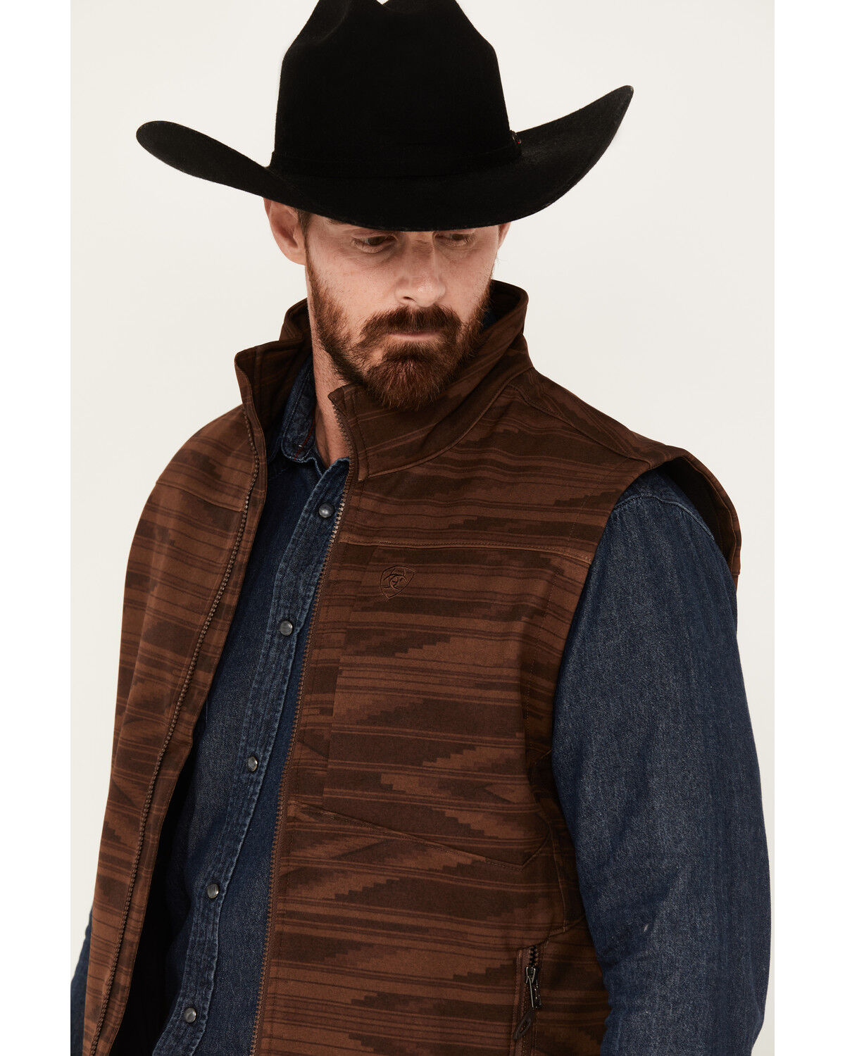 Image #2 - Ariat Men's Logo Chimayo Vest, Brown, hi-res