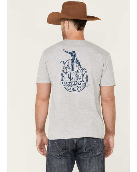 Image #4 - Cody James Men's Horse Shoe Graphic Short Sleeve T-Shirt , Heather Grey, hi-res