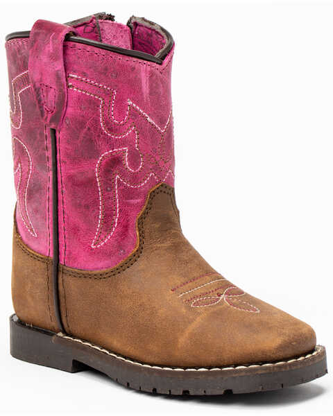 Image #1 - Shyanne Infant Girls' Top Western Boots - Round Toe, Brown/pink, hi-res