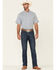 Image #2 - Cody James Core Men's Clovis Dobby Geo Print Short Sleeve Button Down Western Shirt, Blue, hi-res
