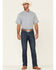 Image #2 - Cody James Core Men's Clovis Dobby Geo Print Short Sleeve Button Down Western Shirt , Blue, hi-res