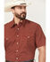 Image #2 - Roper Men's Geo Print Short Sleeve Snap Western Shirt, Red, hi-res