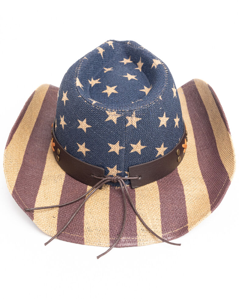 Cody James Men's Blue O Uncle Sam Jute Straw Western Hat , Black, hi-res