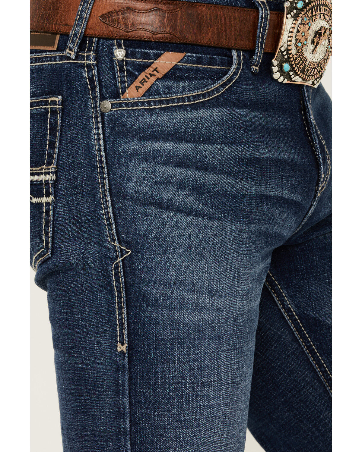 Image #2 - Ariat Men's M8 Champ Ashton Medium Wash Modern Slim Fit Stretch Denim Jeans, Medium Wash, hi-res