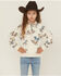 Image #1 - Shyanne Girls' Horse Print Half Zip Pullover, Cream, hi-res