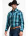 Stetson Men's Teal Slate Plaid Long Sleeve Western Shirt , Blue, hi-res