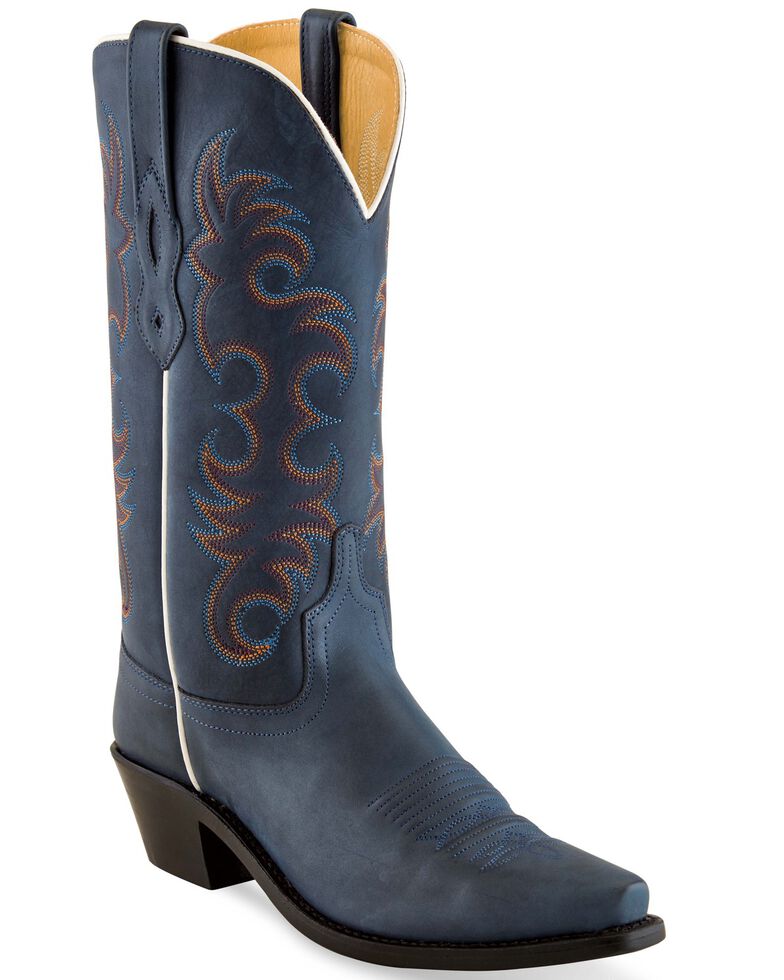 Old West Women's Demin Blue Western Boots - Snip Toe, Blue, hi-res