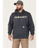 Image #1 - Carhartt Men's Loose Fit Midweight Logo Hooded Work Sweatshirt , Blue, hi-res