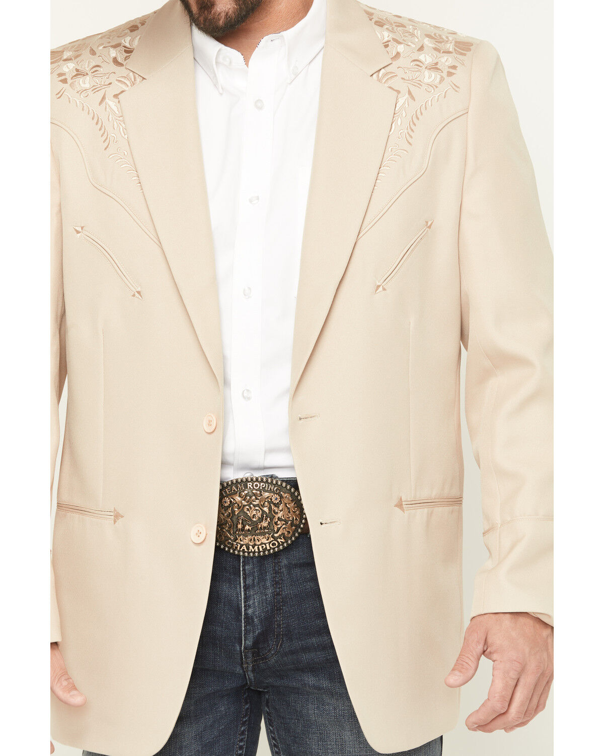 Image #3 - Scully Men's Floral Embroidered Sportcoat - Big, Sand, hi-res