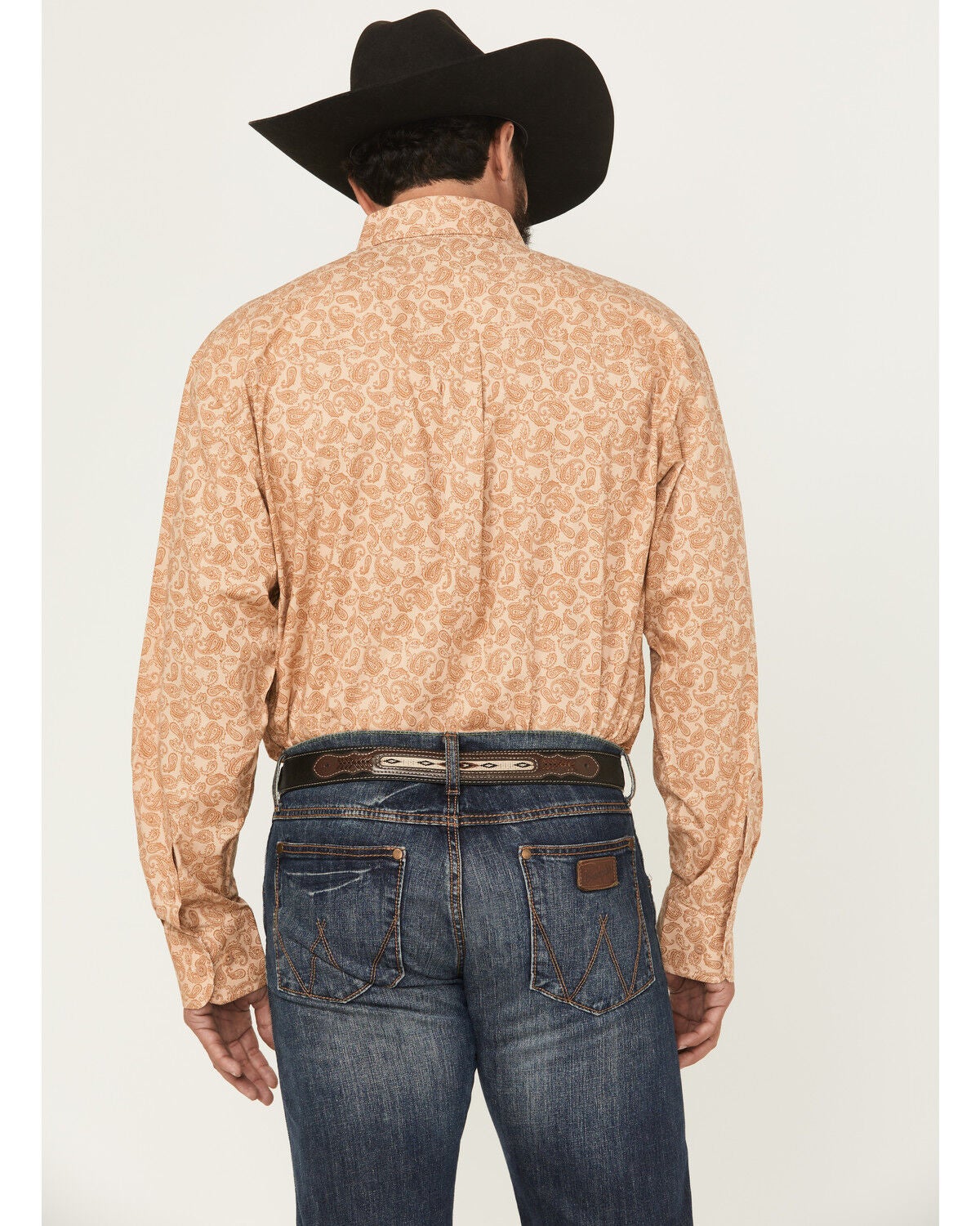Image #4 - George Strait by Wrangler Men's Paisley Print Long Sleeve Button-Down Stretch Western Shirt, Brown, hi-res