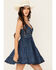 Image #2 - Angie Women's Denim Knot Front Tiered Mini Dress, Blue, hi-res