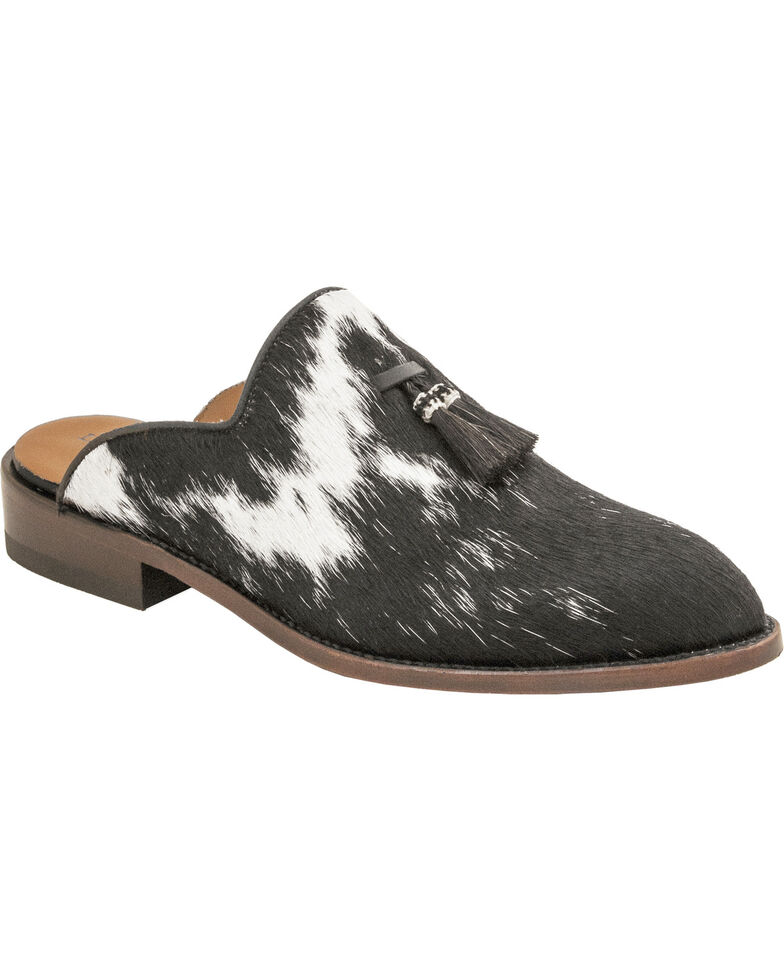 Lucchese Women S Delaney Black Hair On Calf Mules Round Toe Country Outfitter
