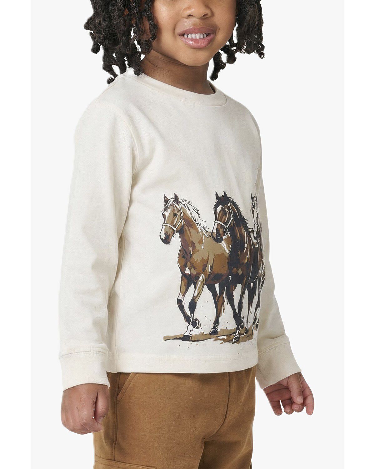 Image #2 - Carhartt Toddler Girls' Horse Logo Long Sleeve Graphic Tee, Cream, hi-res