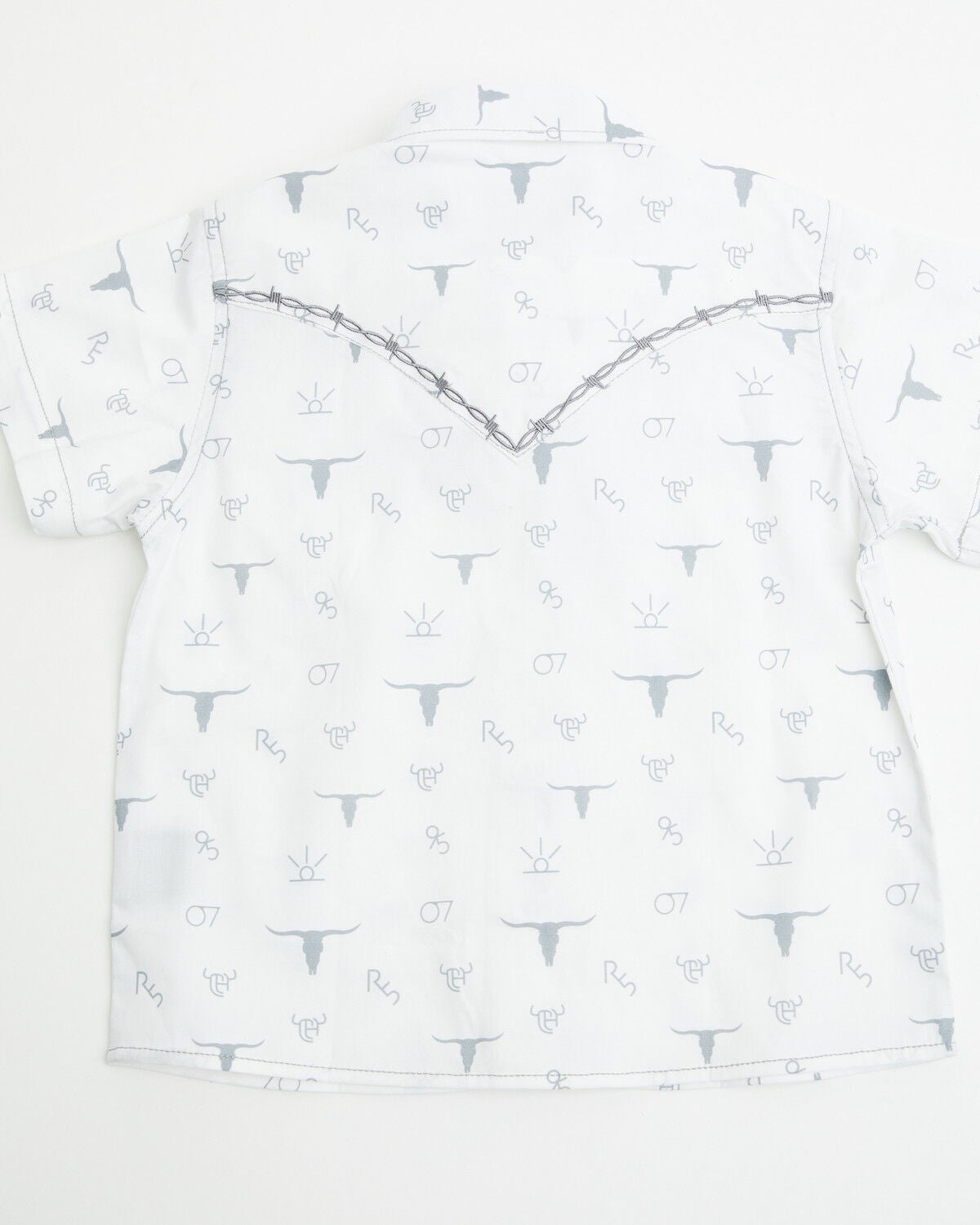 Image #3 - Cowboy Hardware Toddler Boys' Branding Iron Short Sleeve Snap Western Shirt, White, hi-res