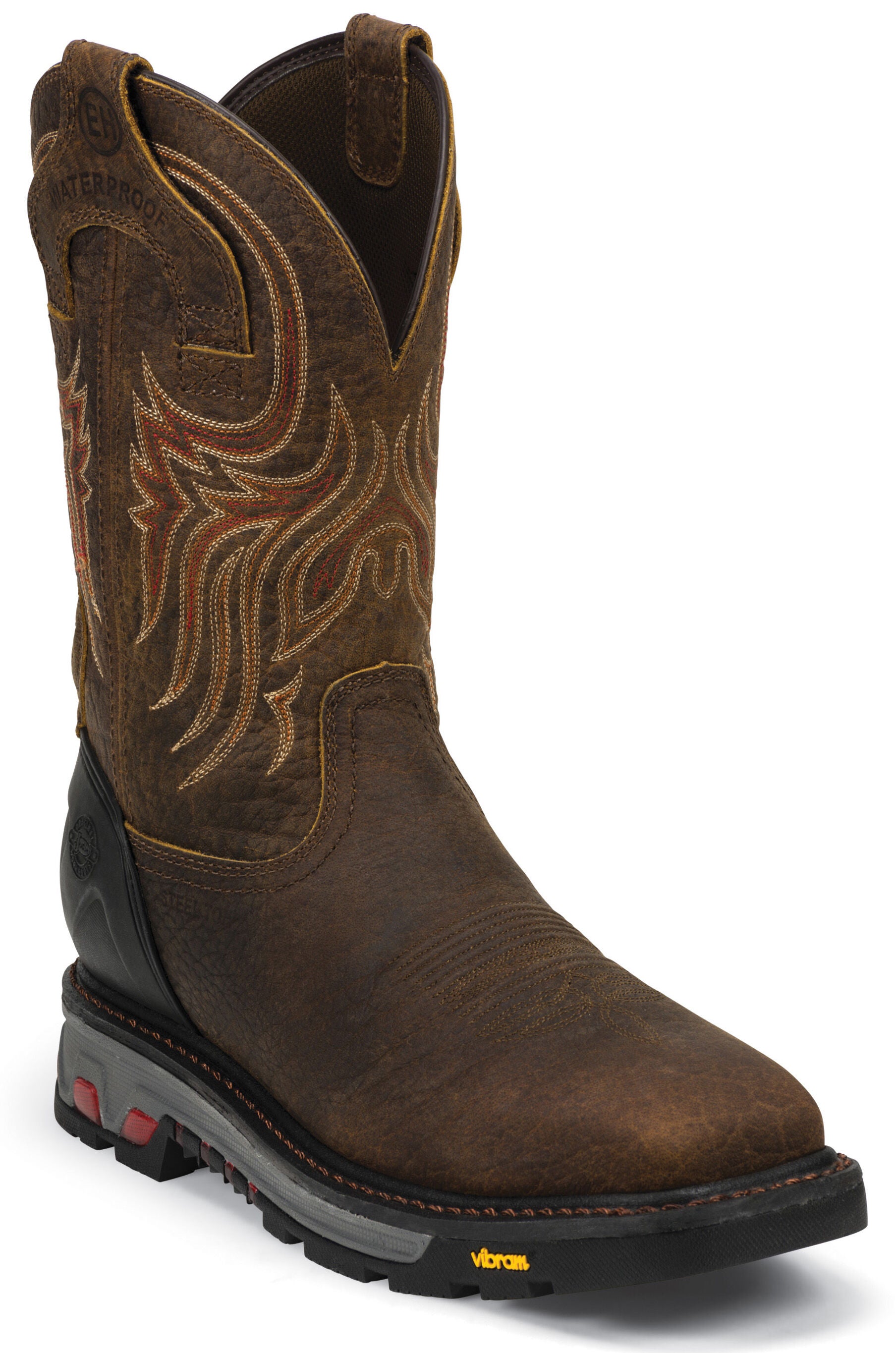 Justin Men's Driscoll EH Waterproof Work Boots - Steel Toe, Mahogany, hi-res