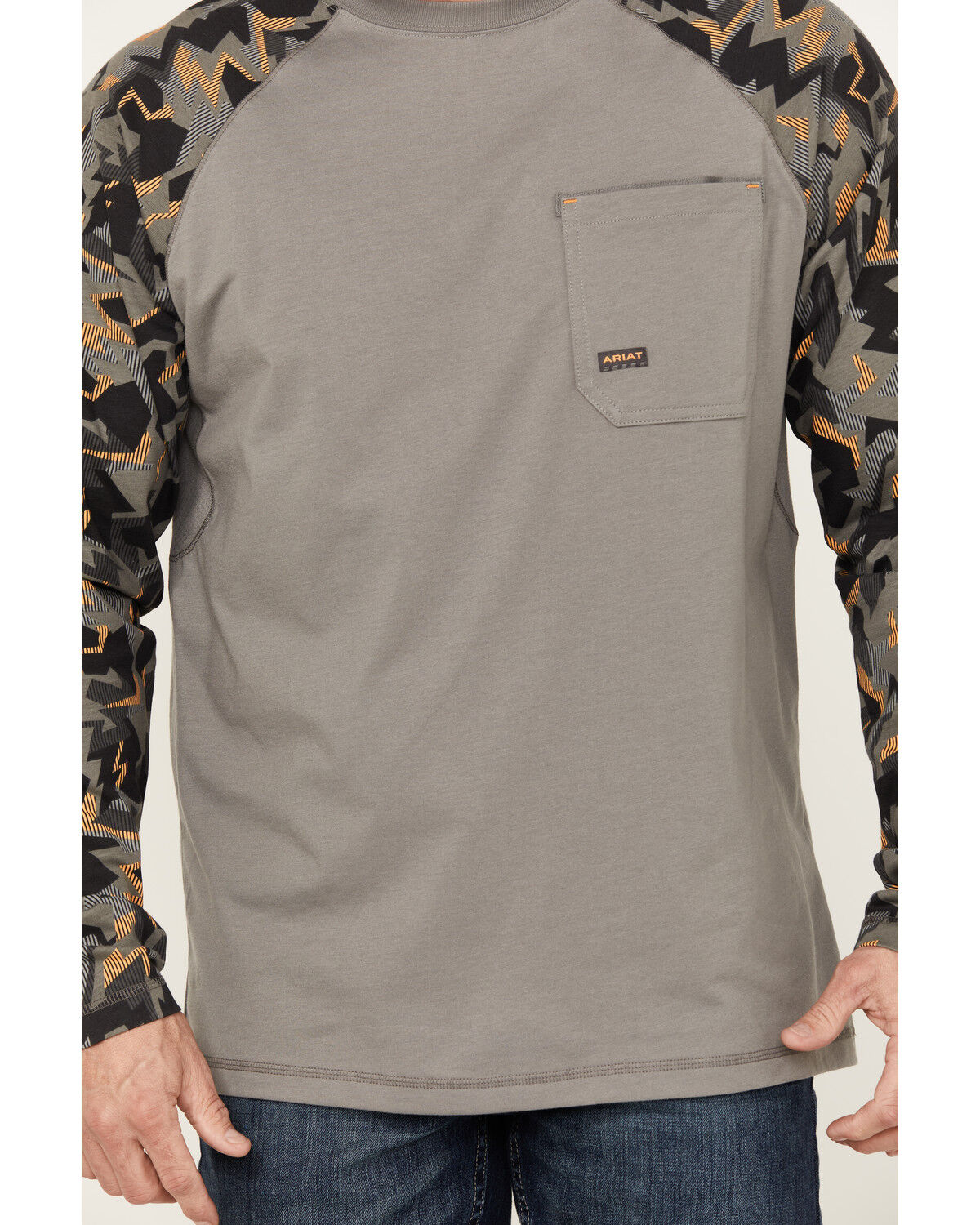 Image #3 - Ariat Men's Rebar Workman Baseball Long Sleeve Shirt, Charcoal, hi-res