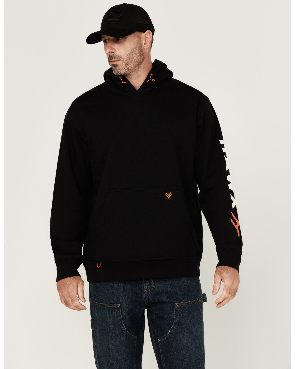 Hawx Men's Halstead Logo Sleeve Hooded Sweatshirt, Black, hi-res