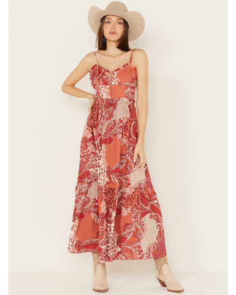 Image #1 - Bila77 Women's Ludlow Print Maxi Dress, Red, hi-res
