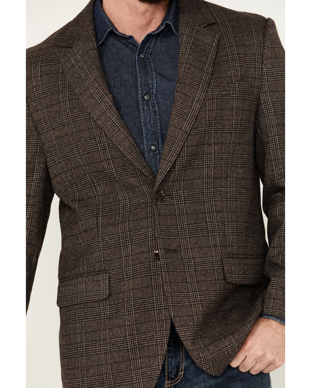 Image #3 - Rock & Roll Denim Men's Plaid Print Modern Fit Sportcoat, Brown, hi-res