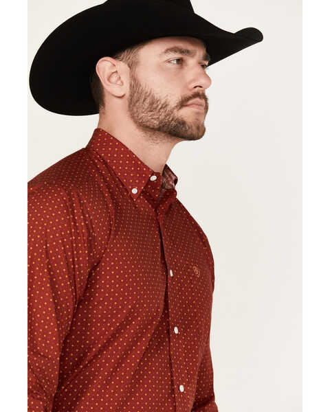 Image #2 - Ariat Men's Kaisen Print Long Sleeve Button-Down Western Shirt, Red, hi-res