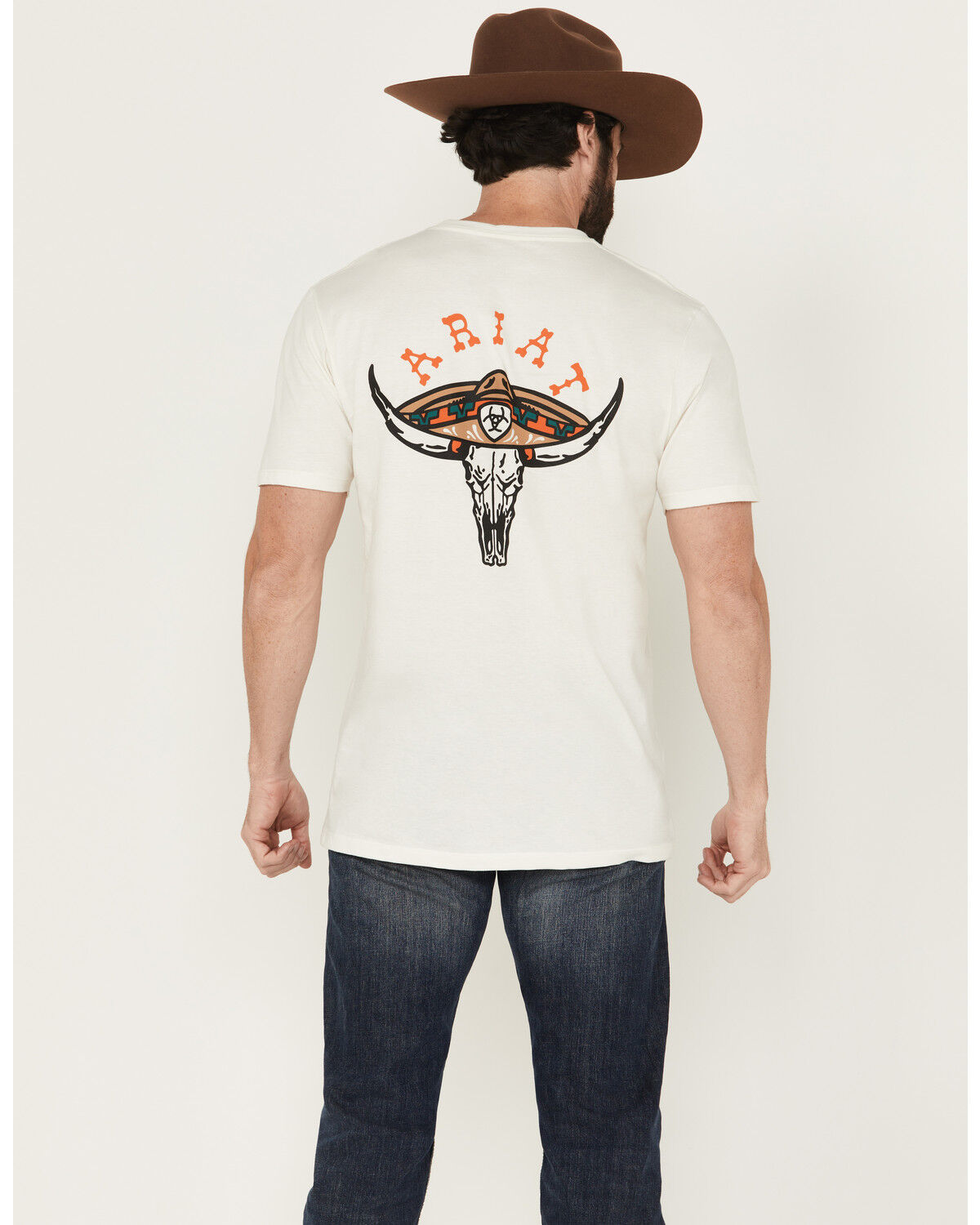 Image #1 - Ariat Men's Mexicali Steerhead Short Sleeve Graphic T-Shirt, White, hi-res
